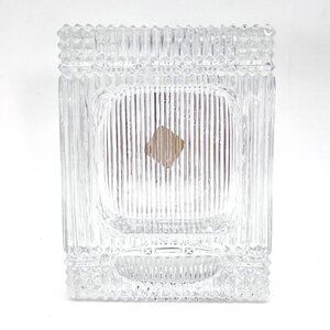 Vintage Crystal Circle Lead Crystal Ashtray Coin Trinket Dish Rectangular Ribbed
